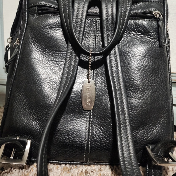 Leather backpack, multiple pockets - Picture 3 of 15